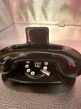 Vintage Dial Me Ceramic Telephone Accent in Black